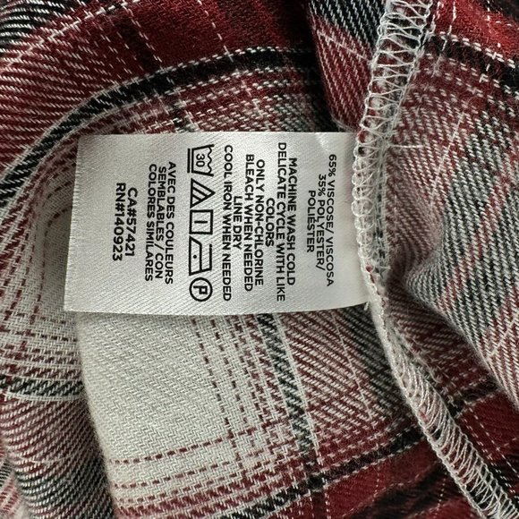 LOFT Long Sleeve Smocked Ruffle Neck Blouse,‎ Size Medium, Red/White Plaid - Picture 5 of 6